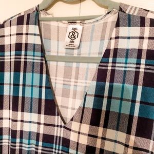 Agnes & Dora Navy/Green Plaid Maxi